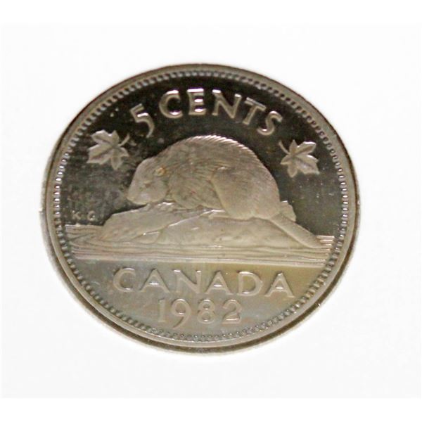 1982 PROOF FINISH CANADA 5 CENT