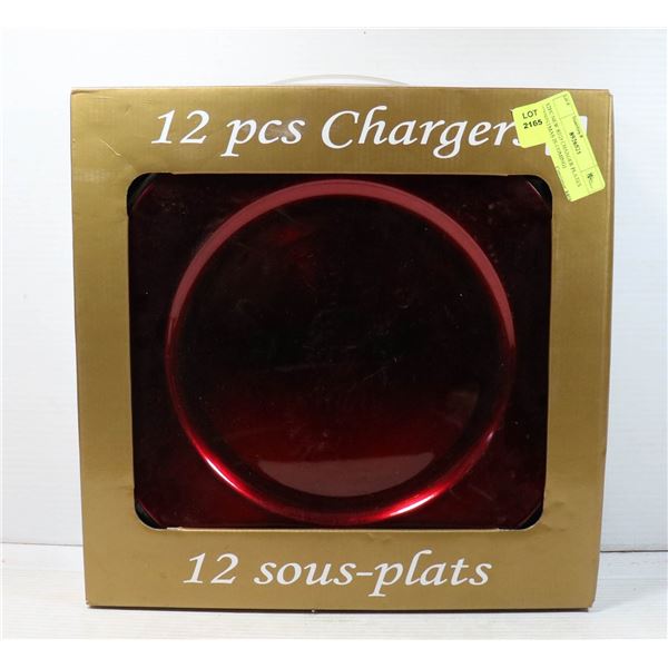 12PC NEW RED CHARGER PLATES (CHRISTMAS IS COMING)