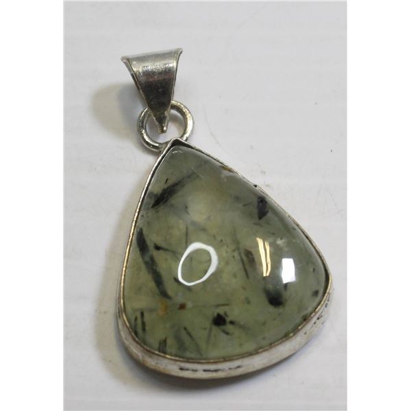 #23-NATURAL PREHNITE GEMSTONE PENDANT