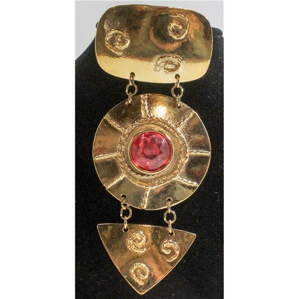 LARGE 4.5" NEWAGE STYLE GOLD TONE BROOCH