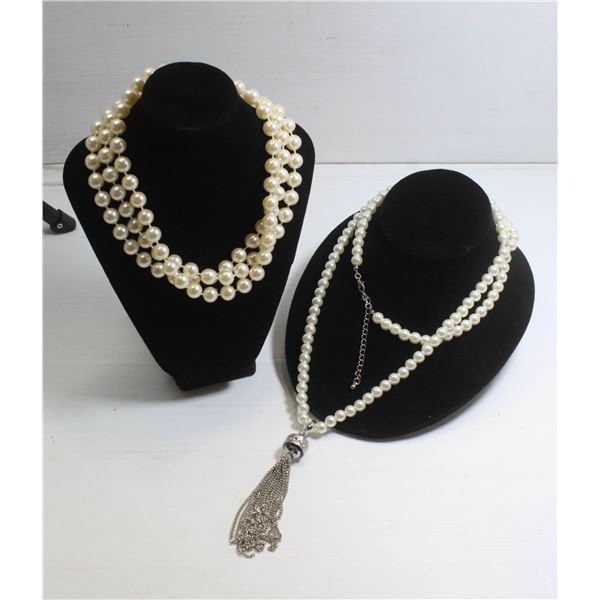 LOT OF 2 MIXED LADIES PEARL STYLE NECKLACES