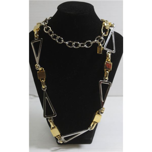 LARGE 34  SILVER AND GOLD TONE LADIES NECKLACE