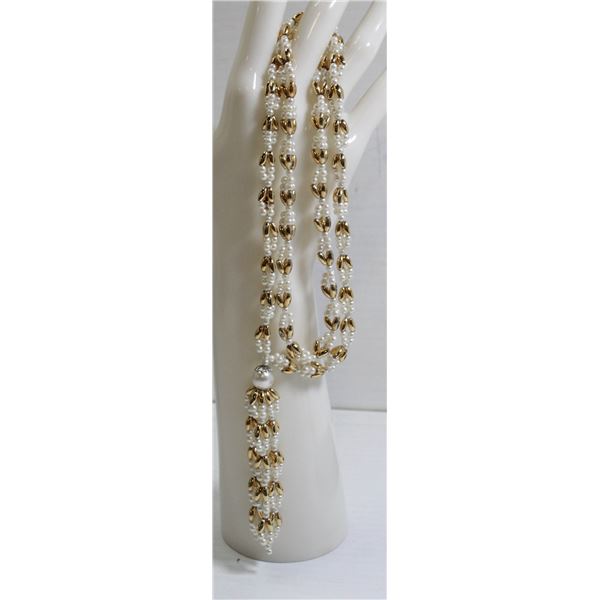 28  GOLD TONE AND PEARL STYLE LADIES NECKLACE