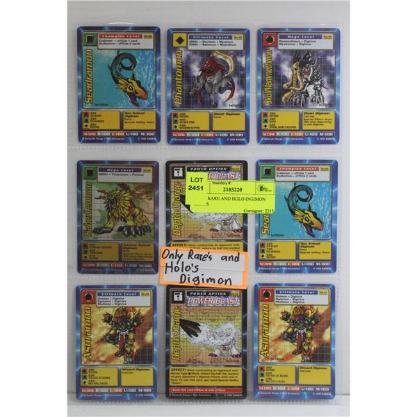 ONLY RARE AND HOLO DIGIMON CARDS