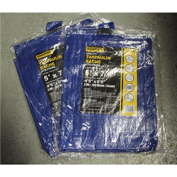 LOT OF 2 NEW 5' X 7' TARPS