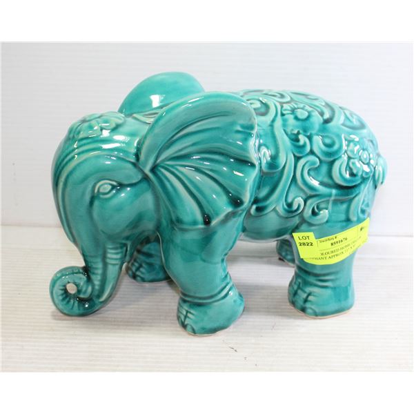 TEAL COLOURED HOME DECOR ELEPHANT APPROX 11  X 9 