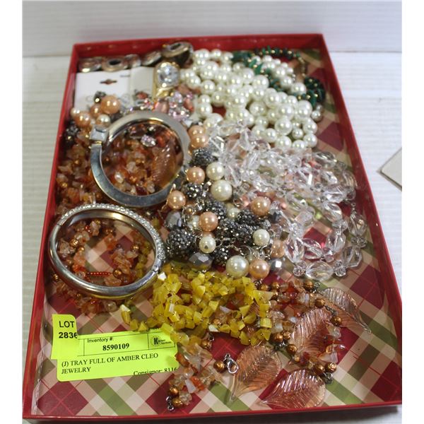 TRAY FULL OF AMBER CLEO JEWELRY