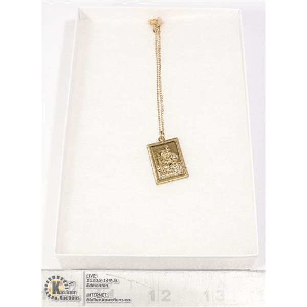 GOLD TONE DOUBLE CROSS FASHION NECKLACE