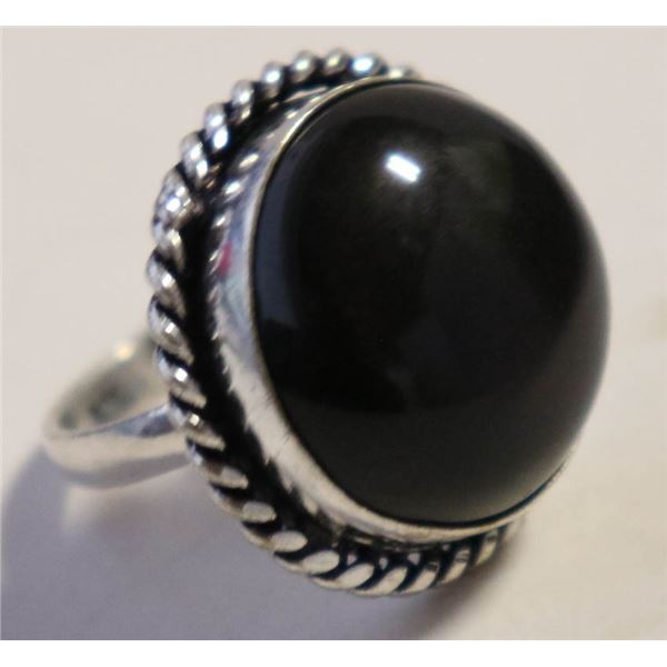 #85-NATURAL BLACK OBSIDIAN RING SIZE 6.5