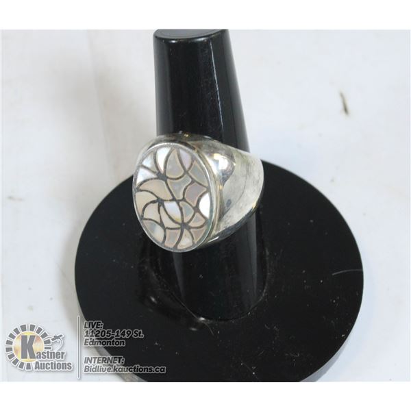 MEN'S MOTHER OF PEARL PINKIE RING