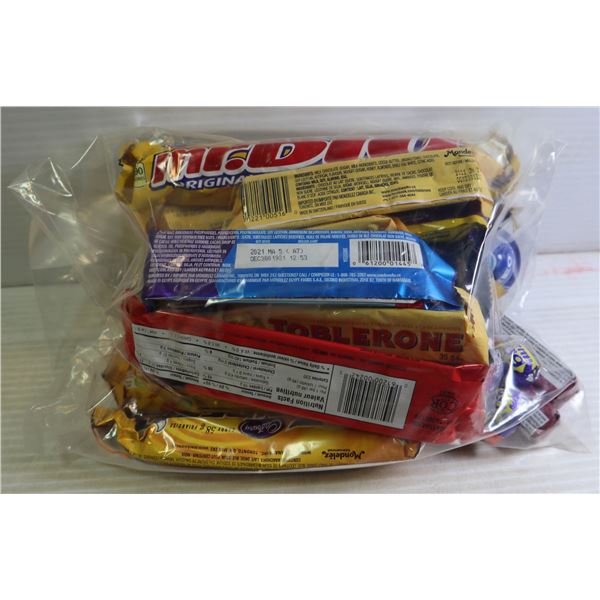 BAG LOT OF 24 BRAND NAME ASSORTED CHOCOLATE BARS