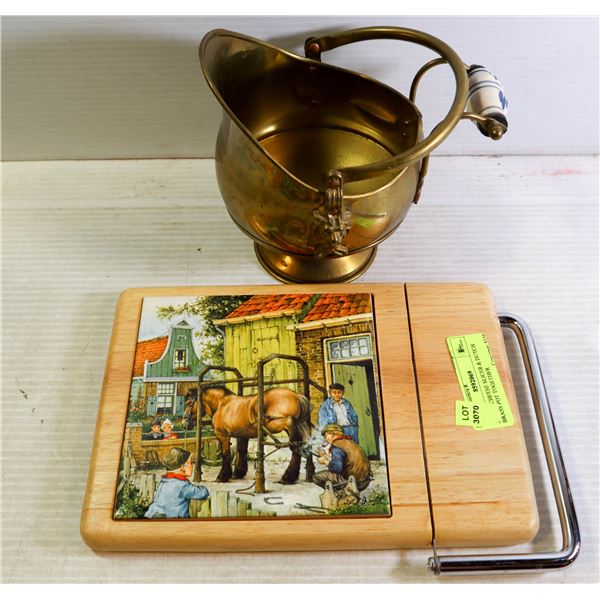 DUTCH CHEESE SLICER & DUTCH BRASS POT TOGETHER