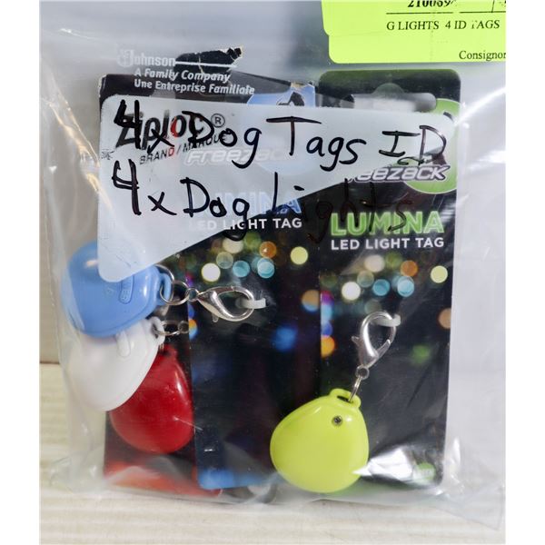 NEW 4 DOG LIGHTS  4 ID TAGS