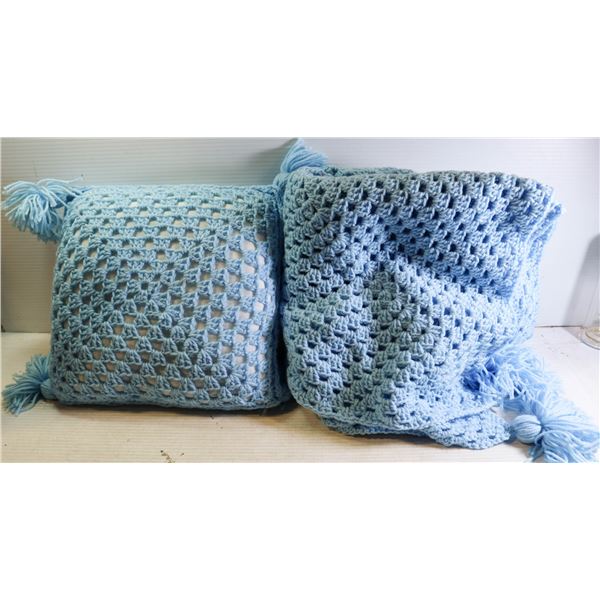 KNITTED BABY BLANKET & PILLOW