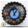 Image 1 : NEW ELVIS THEME METAL BOTTLE CAP SHAPE WALL CLOCK