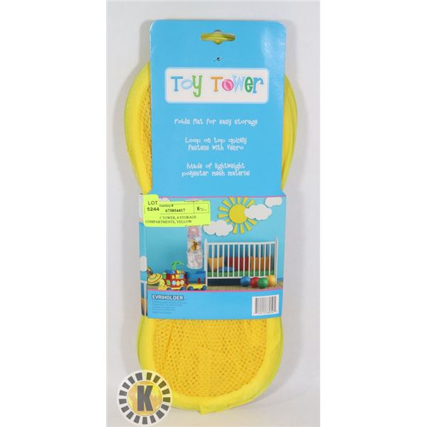 NEW TOY TOWER, 4 STORAGE COMPARTMENTS, YELLOW