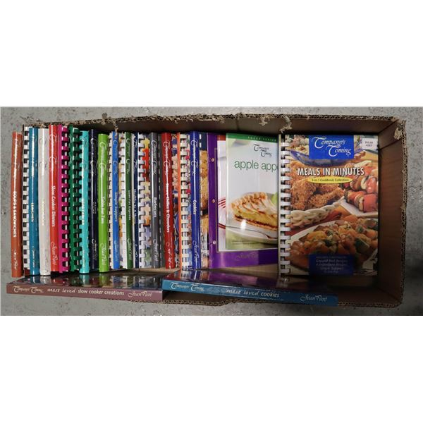 BOX WITH 23 COMPANY'S COMING COOKBOOKS -