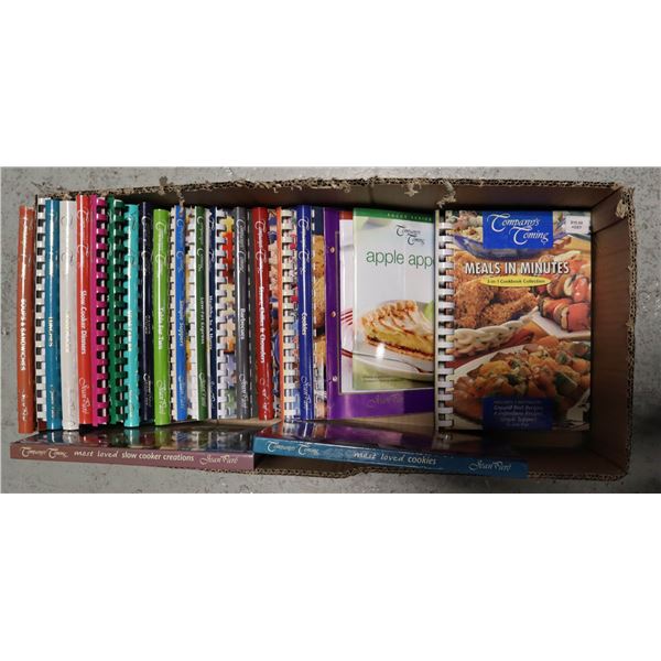 BOX WITH 23 COMPANY'S COMING COOKBOOKS -