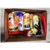 BOX OF NEW AUTOMOTIVE SUPPLIES AND TOOLS -