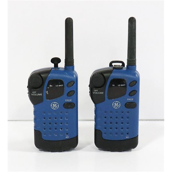 PAIR OF GE WALKIE TALKIES. TESTED. TAKE AA