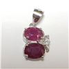 Image 3 : 173) SILVER RHODIUM PLATED RUBY(8CT) SET, EARRINGS