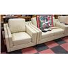 BEIGE GENUINE LEATHER SOFA, LOVESEAT & CHAIR SET