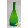 Image 1 : GREEN ART GLASS VASE APPROX 10" TALL