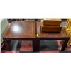 Image 1 : PAIR OF BROWN WOODEN END TABLES APPROX 27" X 27"