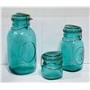 Image 1 : LOT OF THREE BALL BLUE/GREEN MASON JARS