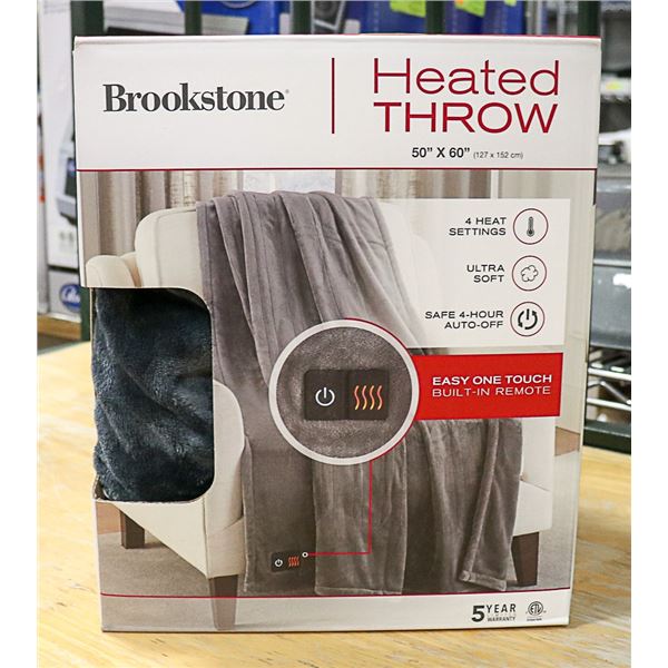 BROOKSTONE HEATED THROW 50 X 60 4 HEAT SETTINGS