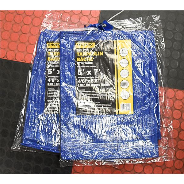 LOT OF 2 NEW 5' X 7' TARPS