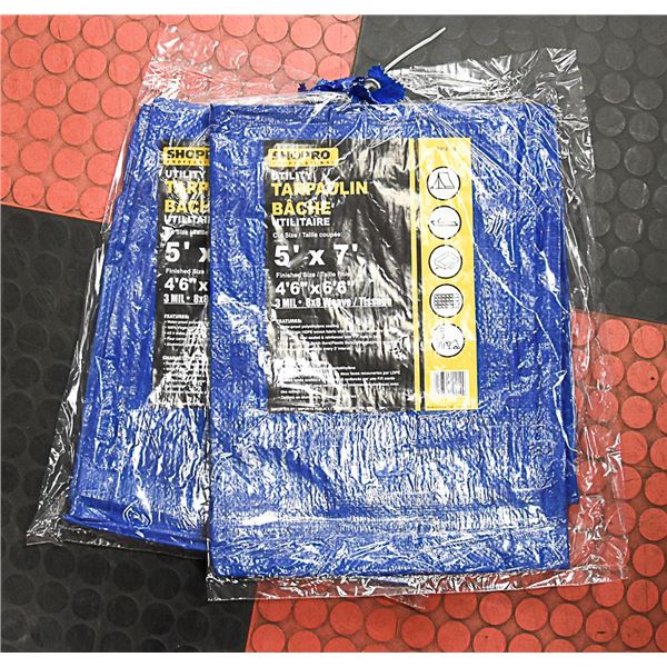 LOT OF 2 NEW 5' X 7' TARPS