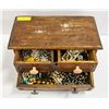 Image 1 : WOODEN JEWELLRY BOX W/ CONTENTS