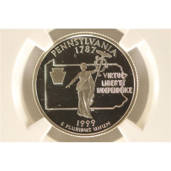 1999-S SILVER PENNSYLVANIA QUARTER NGC PF69