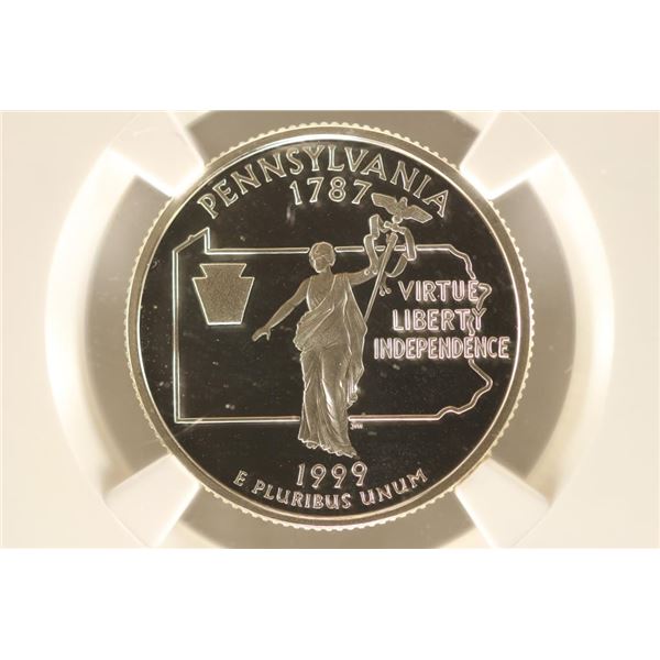 1999-S SILVER PENNSYLVANIA QUARTER NGC PF69