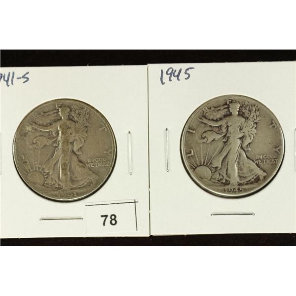 1941-S & 1945 SILVER WALKING LIBERTY HALF DOLLARS