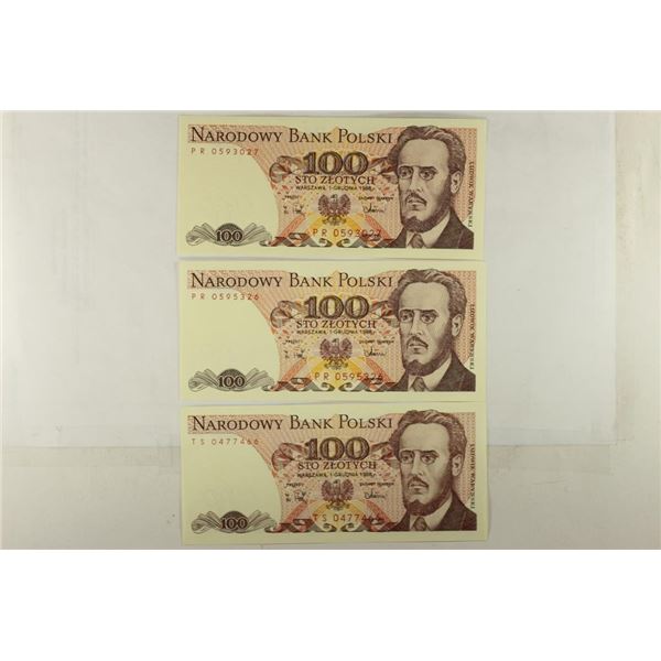 3-1988 POLISH 100 ZLOTYCH CRISP UNC