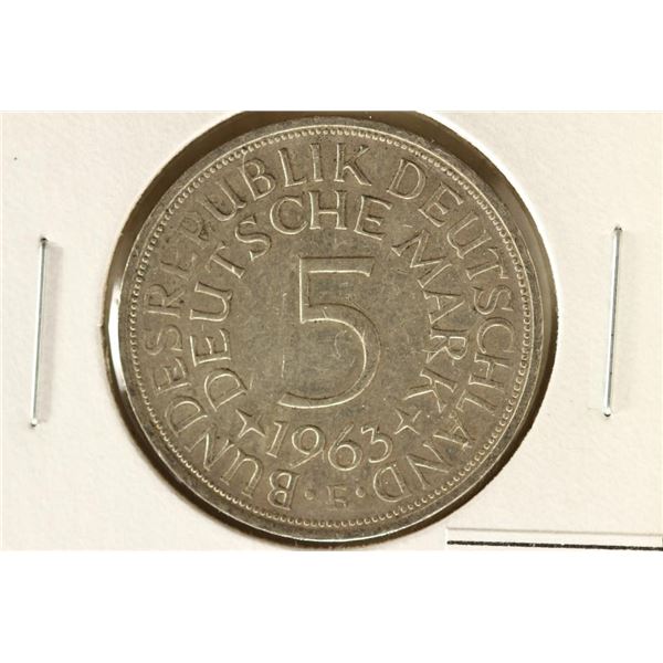 1963-F GERMAN SILVER 5 MARKS