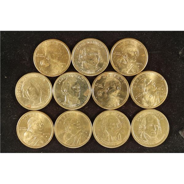 11 ASSORTED SACAGAWEA & PRESIDENTIAL DOLLARS