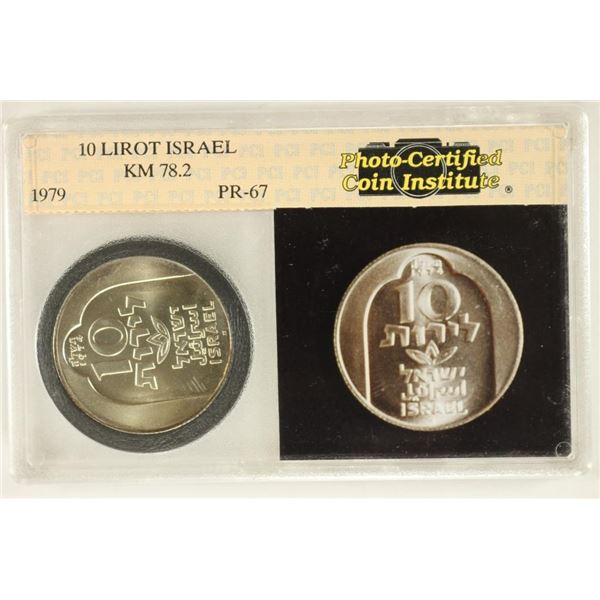 1979 ISRAEL SILVER 10 LIROT IN PHOTO-CERTIFIED