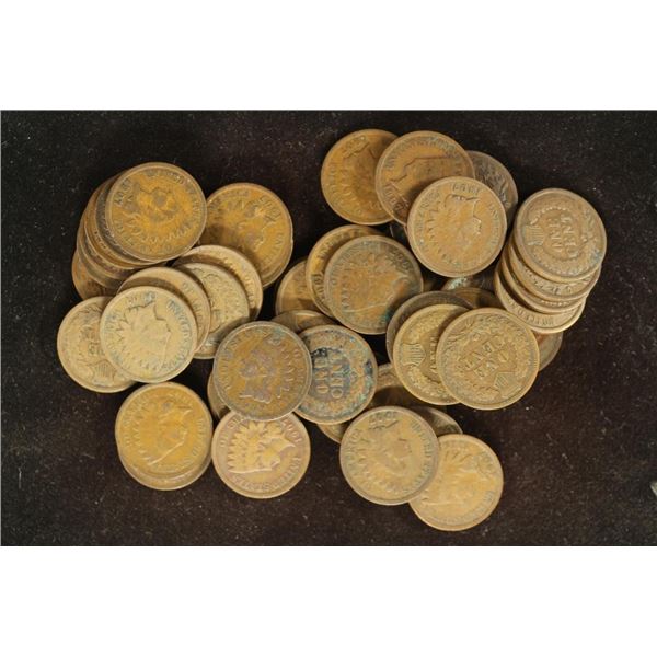 ROLL OF 50-1907 INDIAN HEAD CENTS GOODS-VF'S