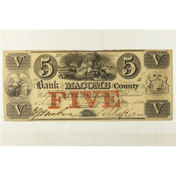 1853 BANK OF MACOMB COUNTY, MICHIGAN $5