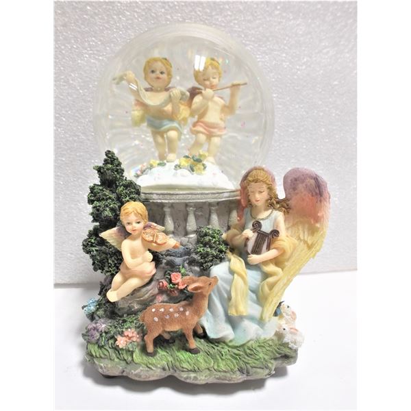 Angel and Cherubs Snow Globe - Tested and Works