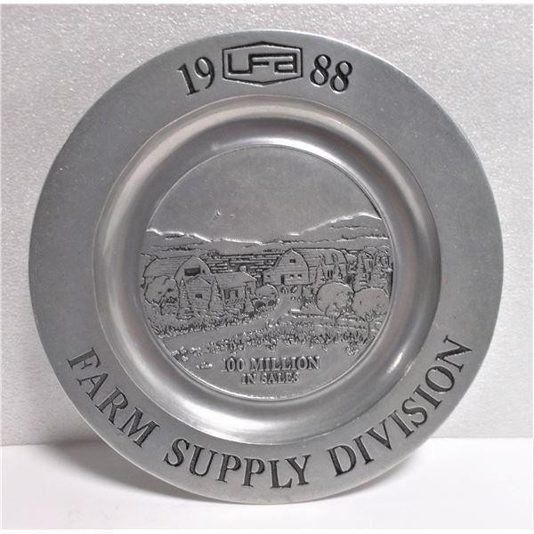 Pewter Plate - 1988 Farm Supply Division 100 Million in Sales
