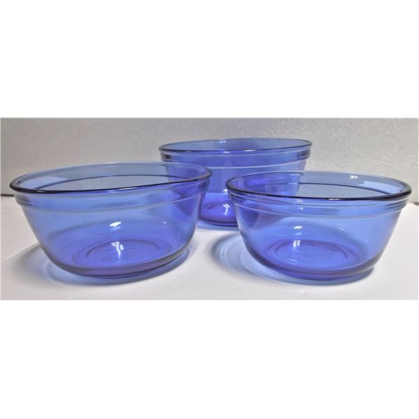 Three Blue Anchor Mixing Bowls