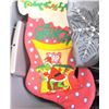 Image 2 : Box of Assorted Christmas Items: Stockings, Decor, Tree Skirt, and Linens