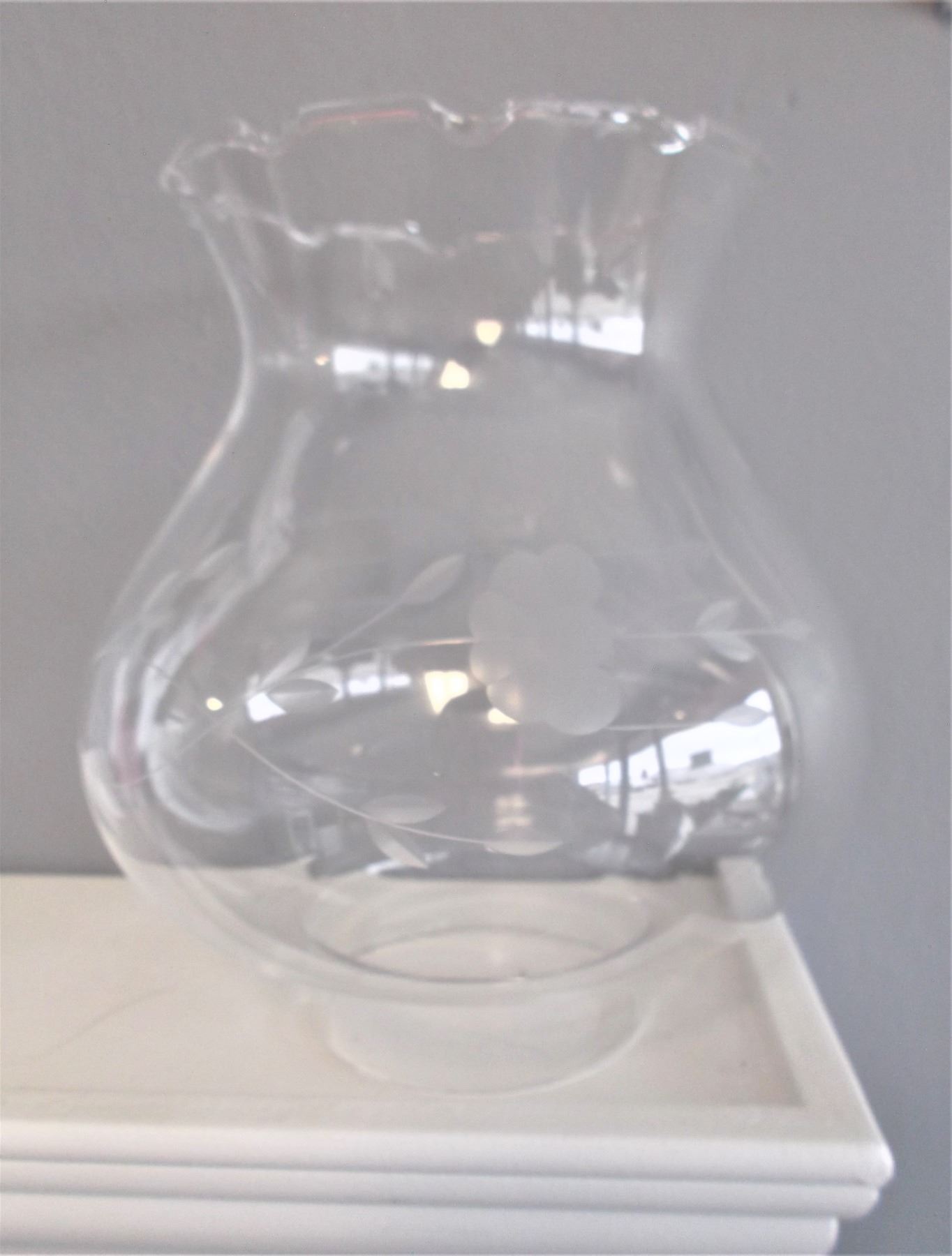 Four Pieces of Princess House Heritage Glassware Two Vases, Oil Lamp