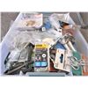 Image 2 : Bin of Assorted Hardware: Croner Brackets, Hinges, Door Stoppers, Hooks, etc.