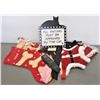 Image 1 : Pet Lovers Lot: Cat/Dog Christmas Stockings, Two X-Small Animal Outfits, Cat Decor, etc.