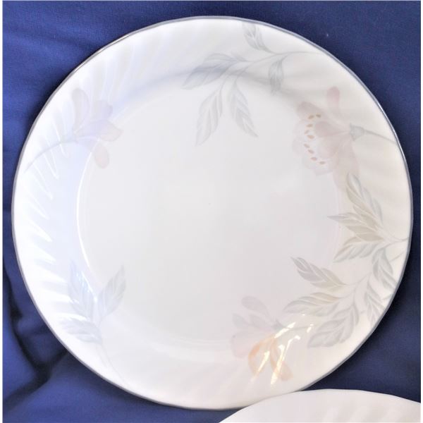 Corelle Dishes Pink Trio Pattern with Plain White Matching